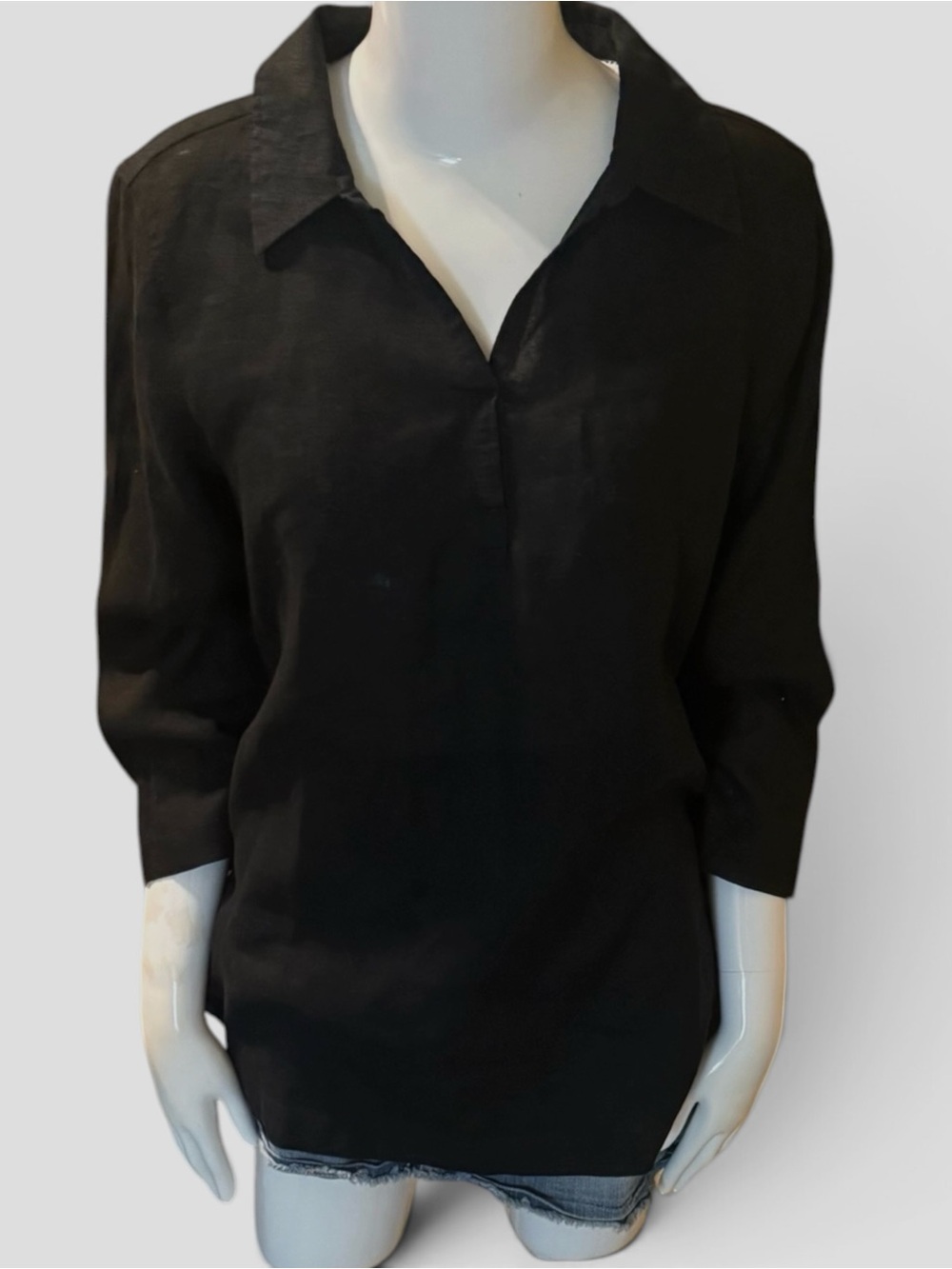 Isaac Mizrahi New York 100% Linen Tunic Top Side Tie Women Medium